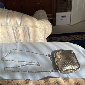 Silver Metal Clutch Evening Bag